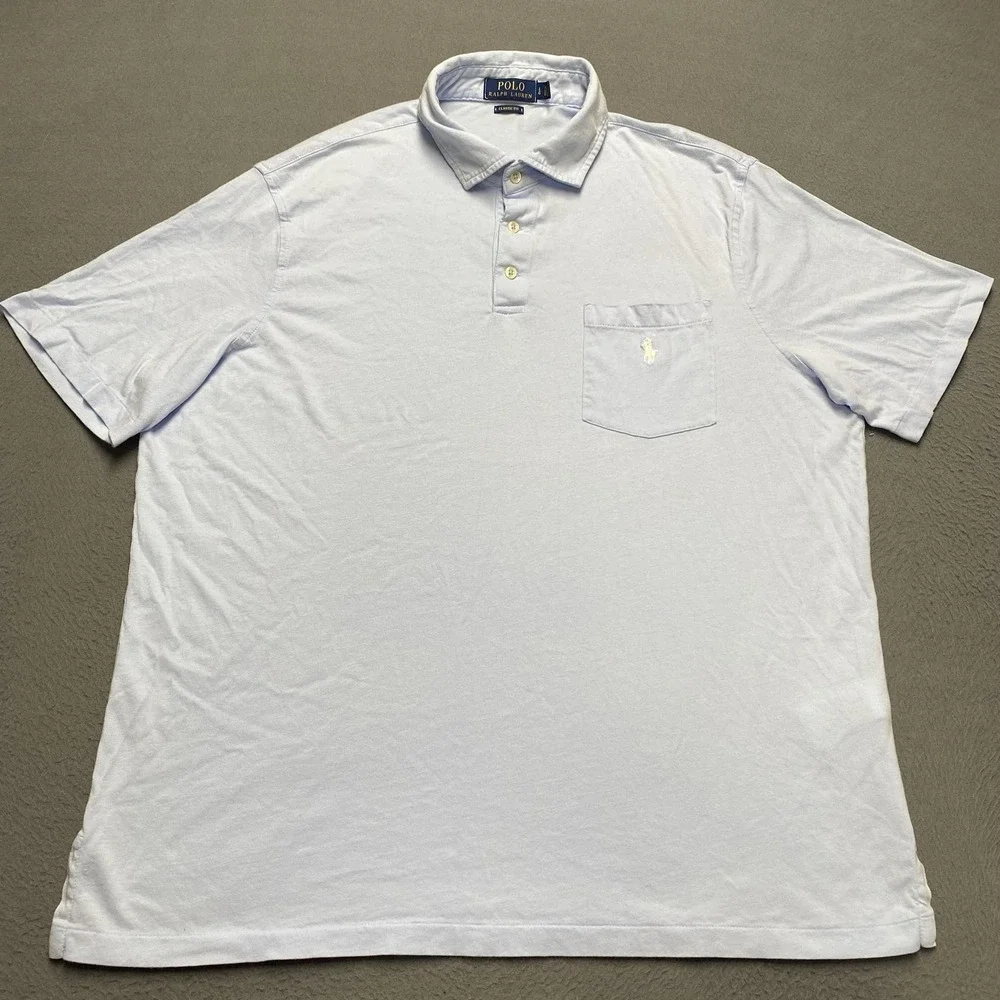 Polo Ralph Lauren Polo Shirt Mens Large Light Blue Classic Fit‎ Pocket Pony Logo